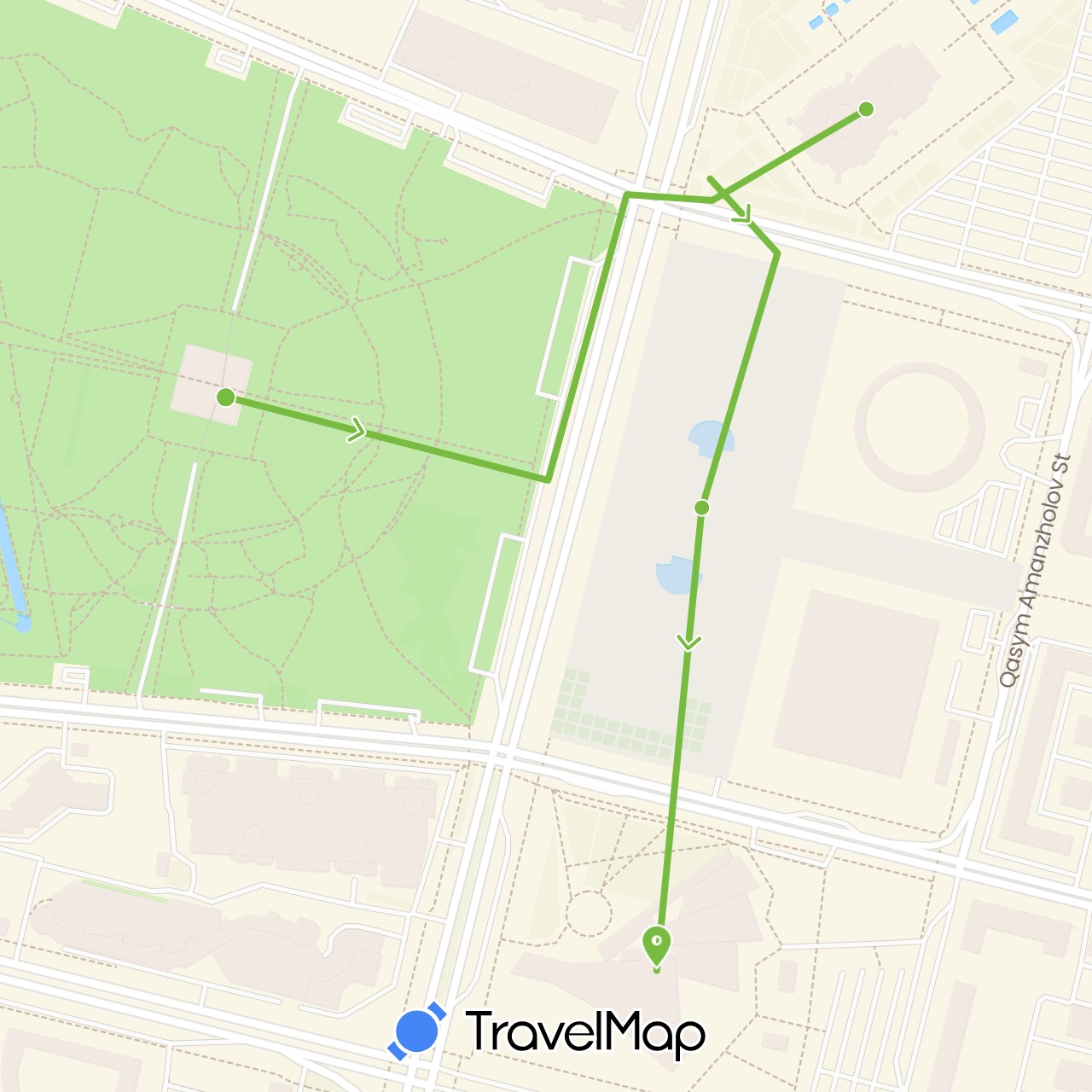 TravelMap itinerary: driving, walking in Kazakhstan (Asia)